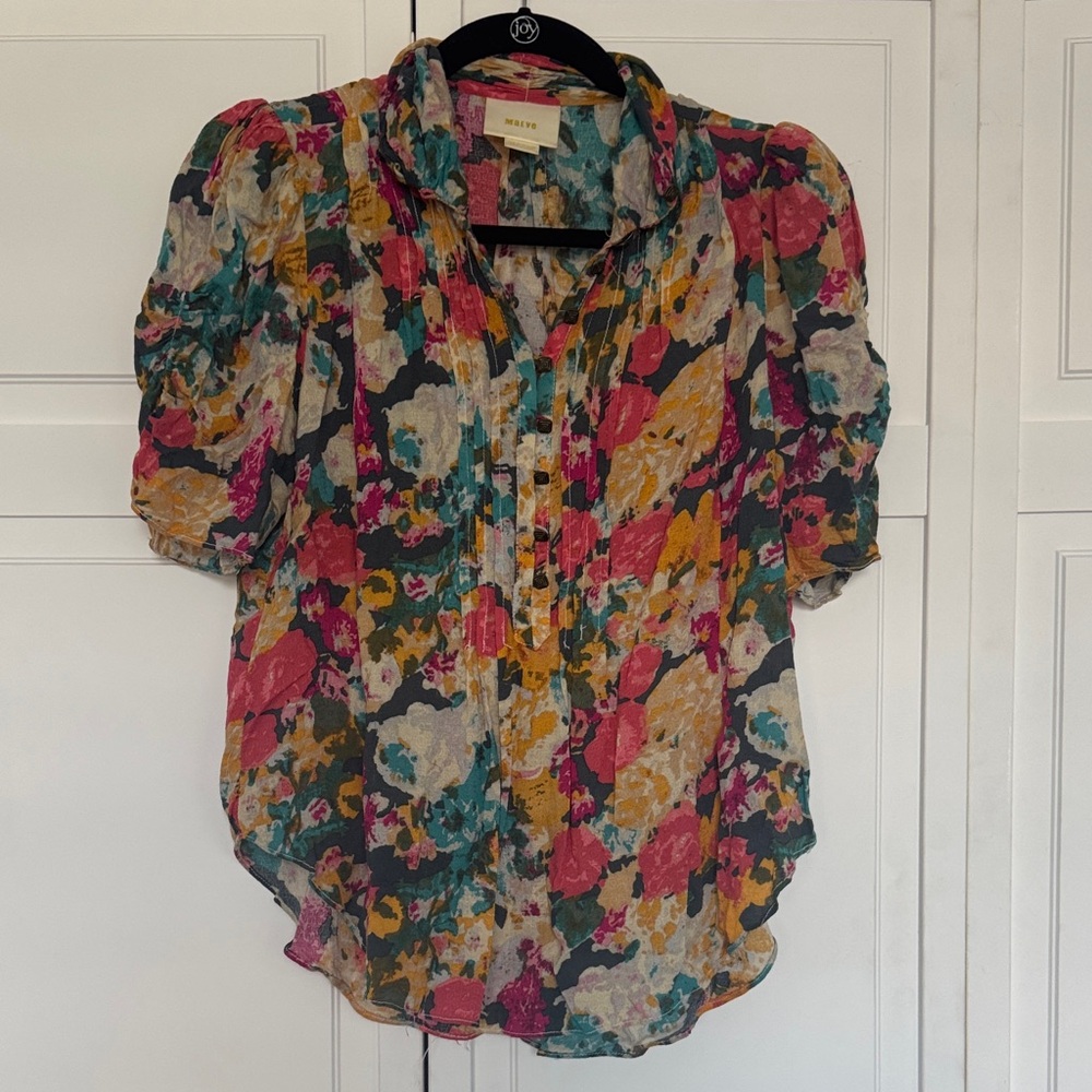 Maeve Multicolor Floral Blouse - Pink, Yellow, Green
